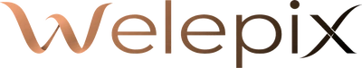 Welepix brand logo (wordmark) with a peach gradient color